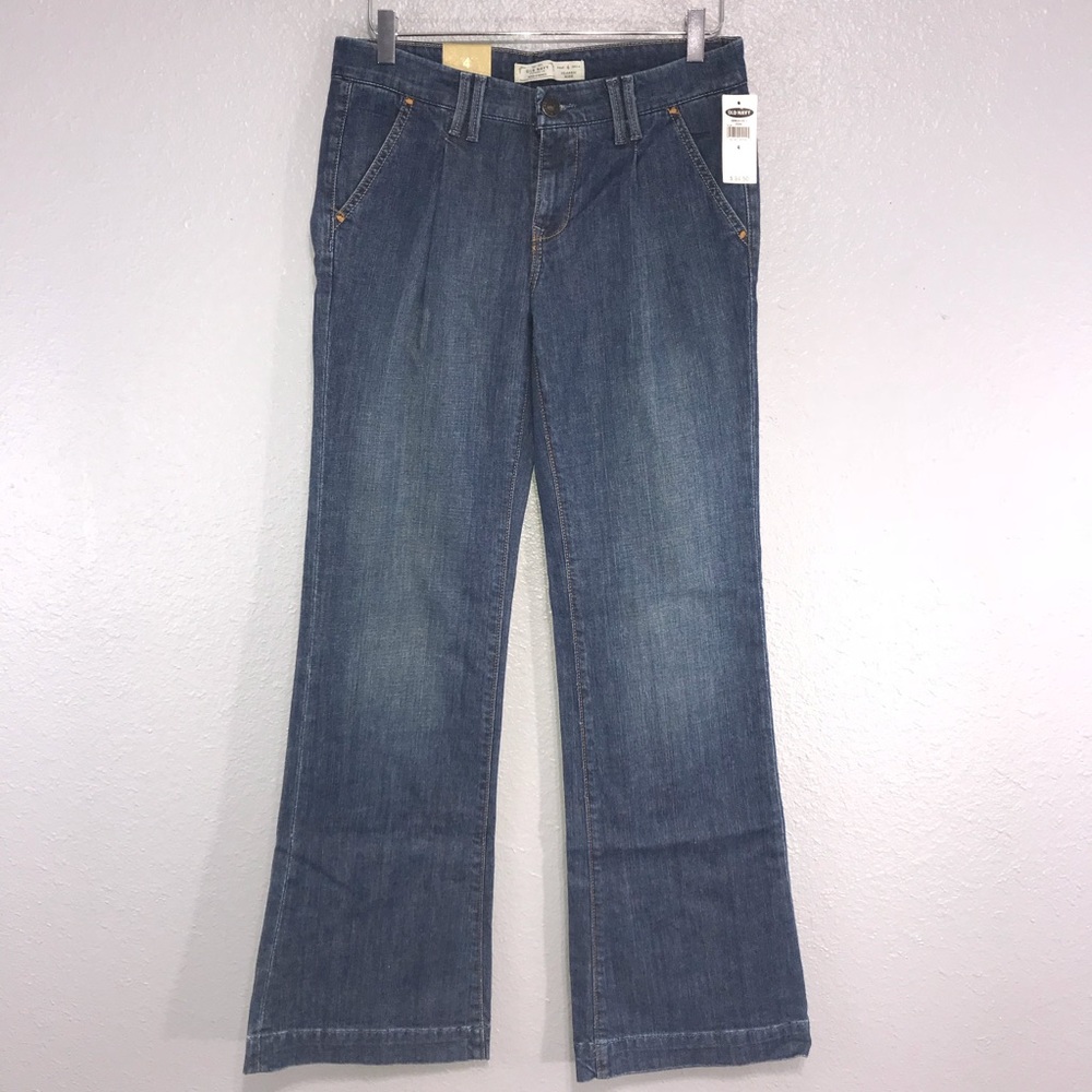 NWT Old Navy Classic Pleated Wide Leg Jeans 4